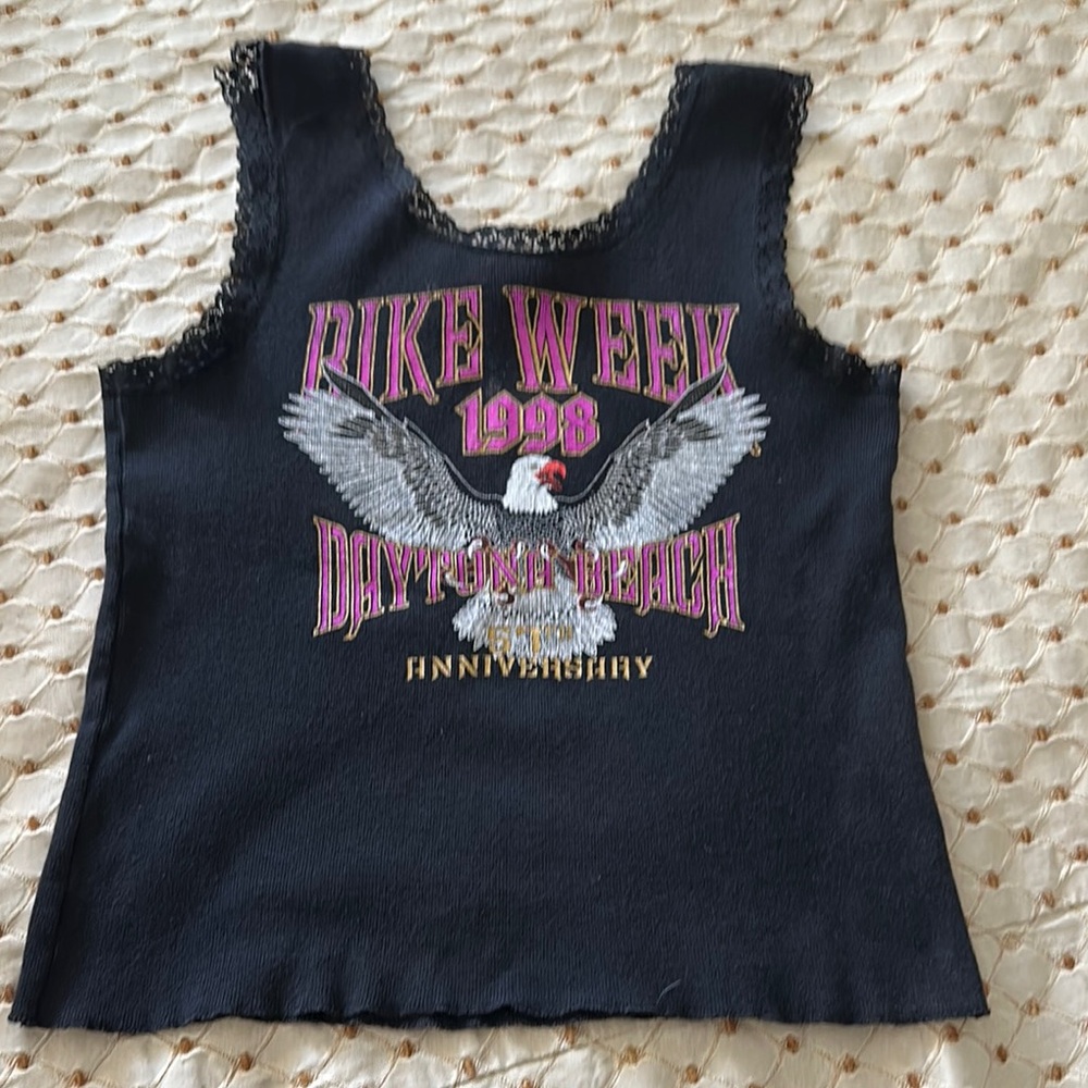 Black Graphic Tank Top with Eagle Design